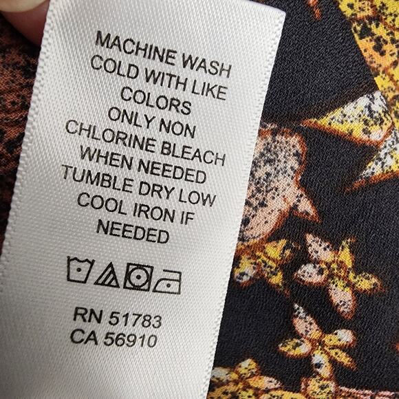 Maurices Womens Black Crochet Border Floral Print Kimono Size XL Tie Front Boho - Picture 13 of 13